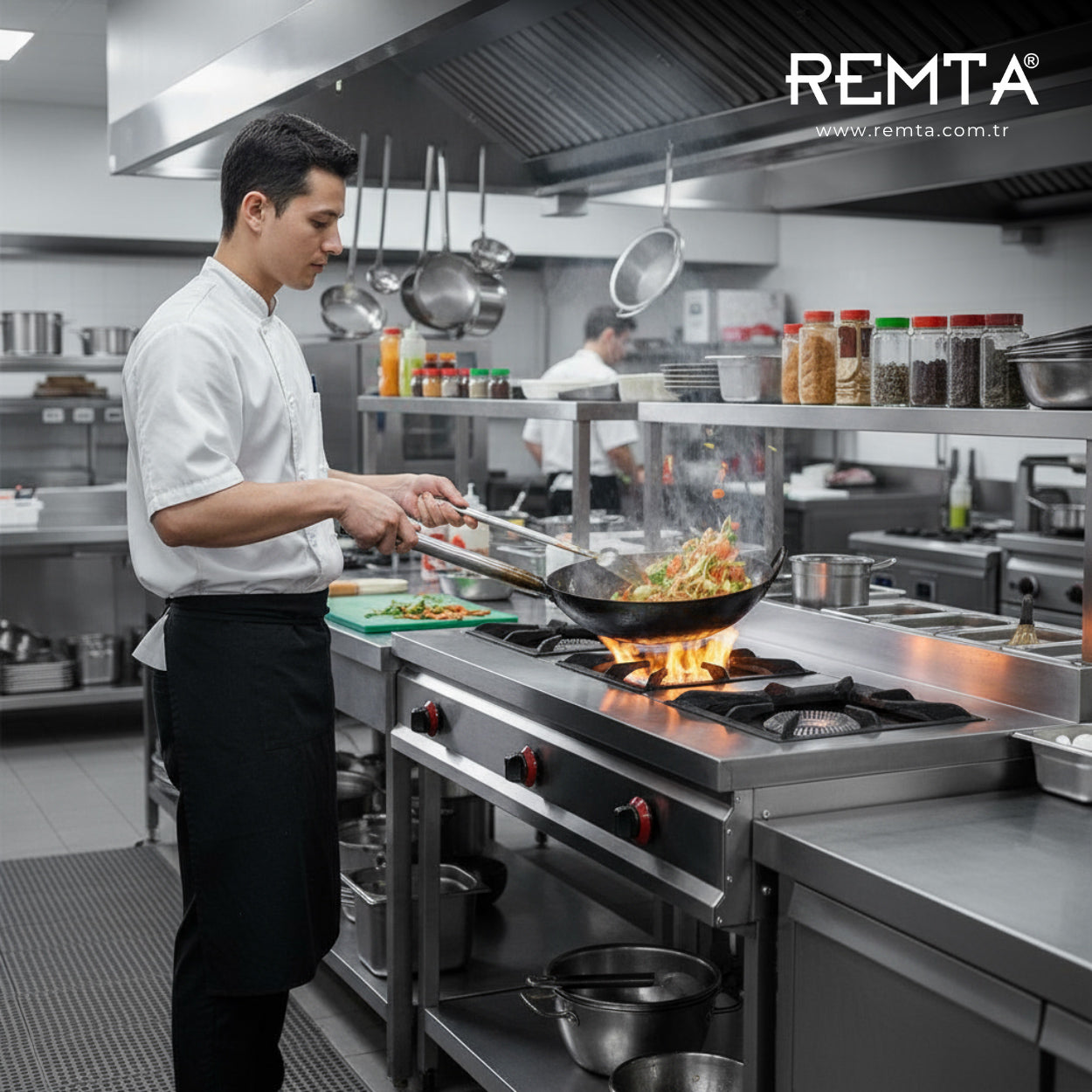 Remta 3'lü Ayaklı Taban Raflı Gazlı Lokanta Ocağı