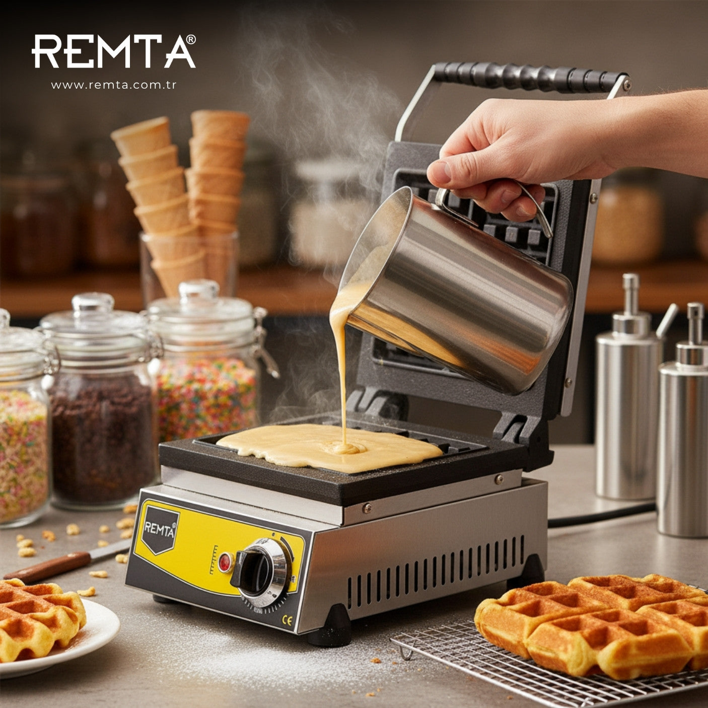 Remta Kare Model Waffle Makinası Elektrikli - W10