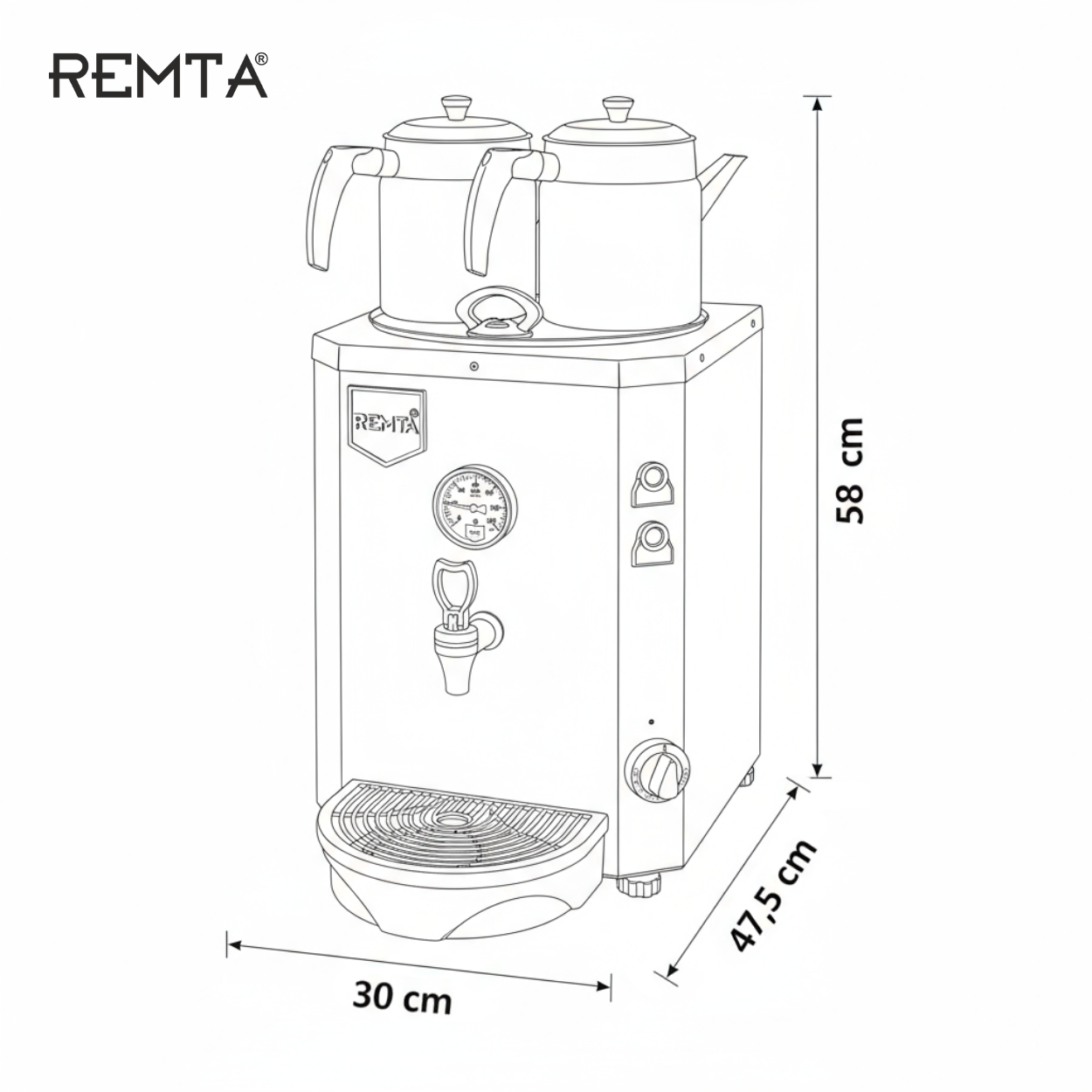 Remta 2 Demlikli 15 lt Jumbo Çay Makinesi