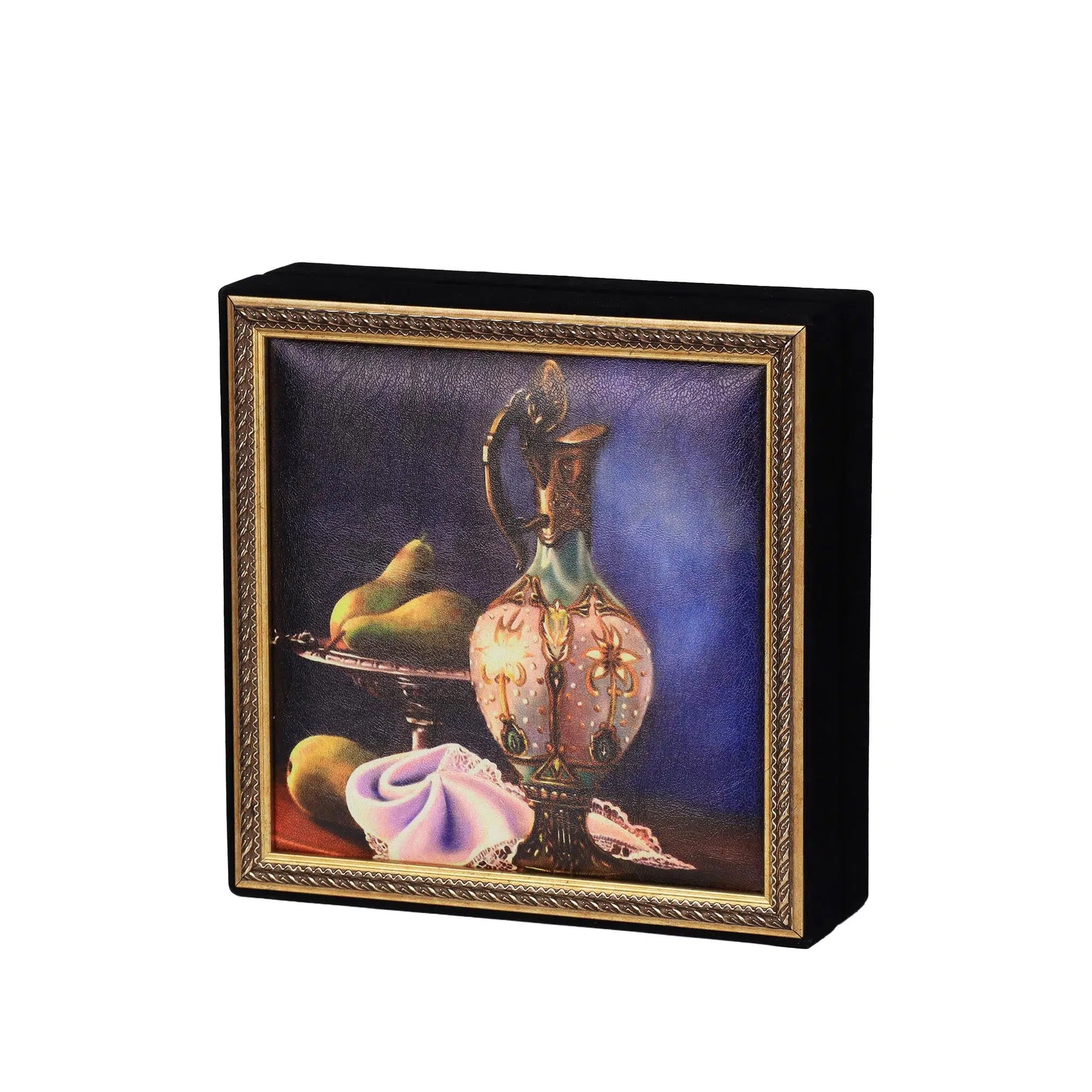 Altın İşlemeli İbrik Tablo Çikolata Kutusu Takımı 25 Bölmeli 25x25 cm