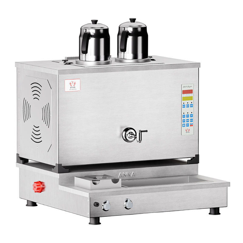 Anka Pro Plus Otomatik 2 Demlikli Çay Kazanı, 20 L, Elektrikli+Gazlı, Inox