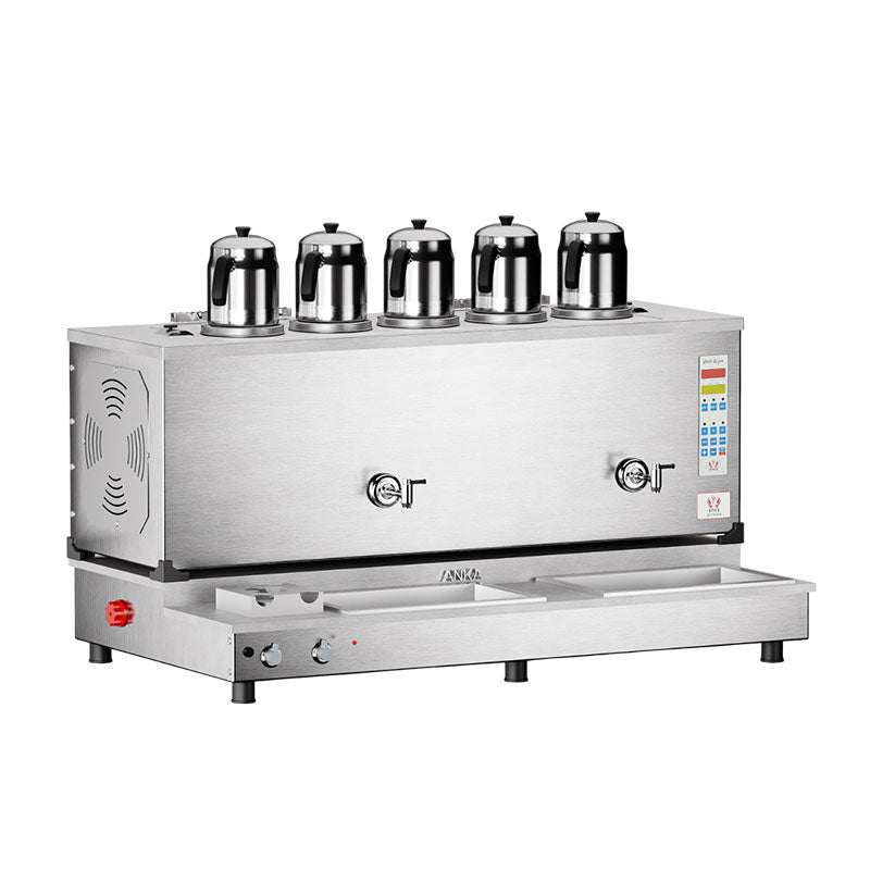 Anka Pro Plus Otomatik 5 Demlikli Çay Kazanı, 50 L, Elektrikli+Gazlı, Inox