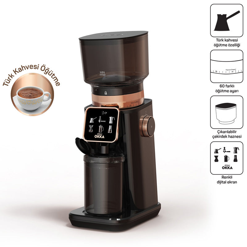 Arzum OK0044 Master Grind Ev Tipi Barista Kahve Öğütücü Değirmen, Siyah-Bakır
