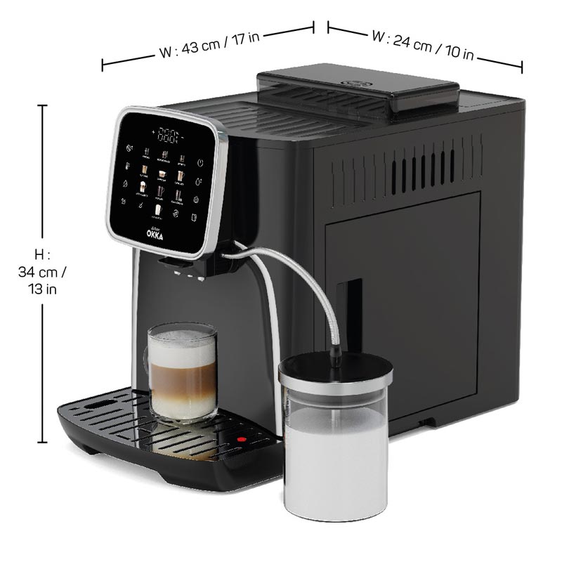 Arzum Okka Espresso Pro M Tam Otomatik Espresso Kahve Makinesi, Siyah Krom