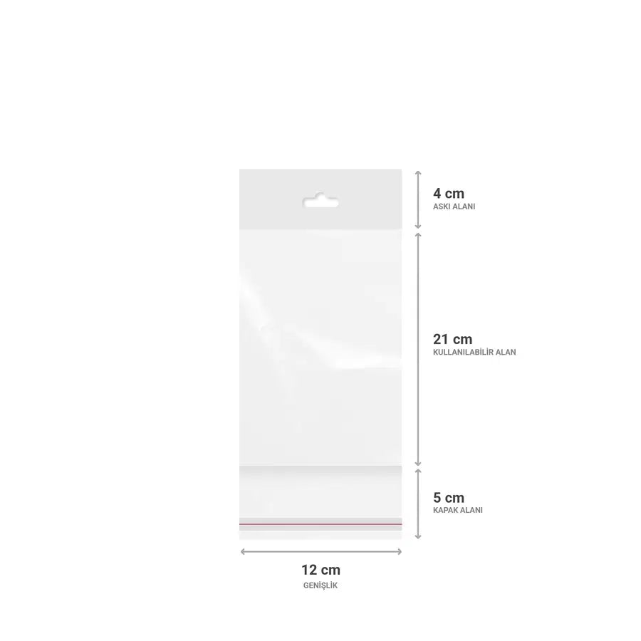 Askılı (Meksika Şapka) Bantlı Şeffaf Opp Torba 11x16+9 cm - 500 Adet