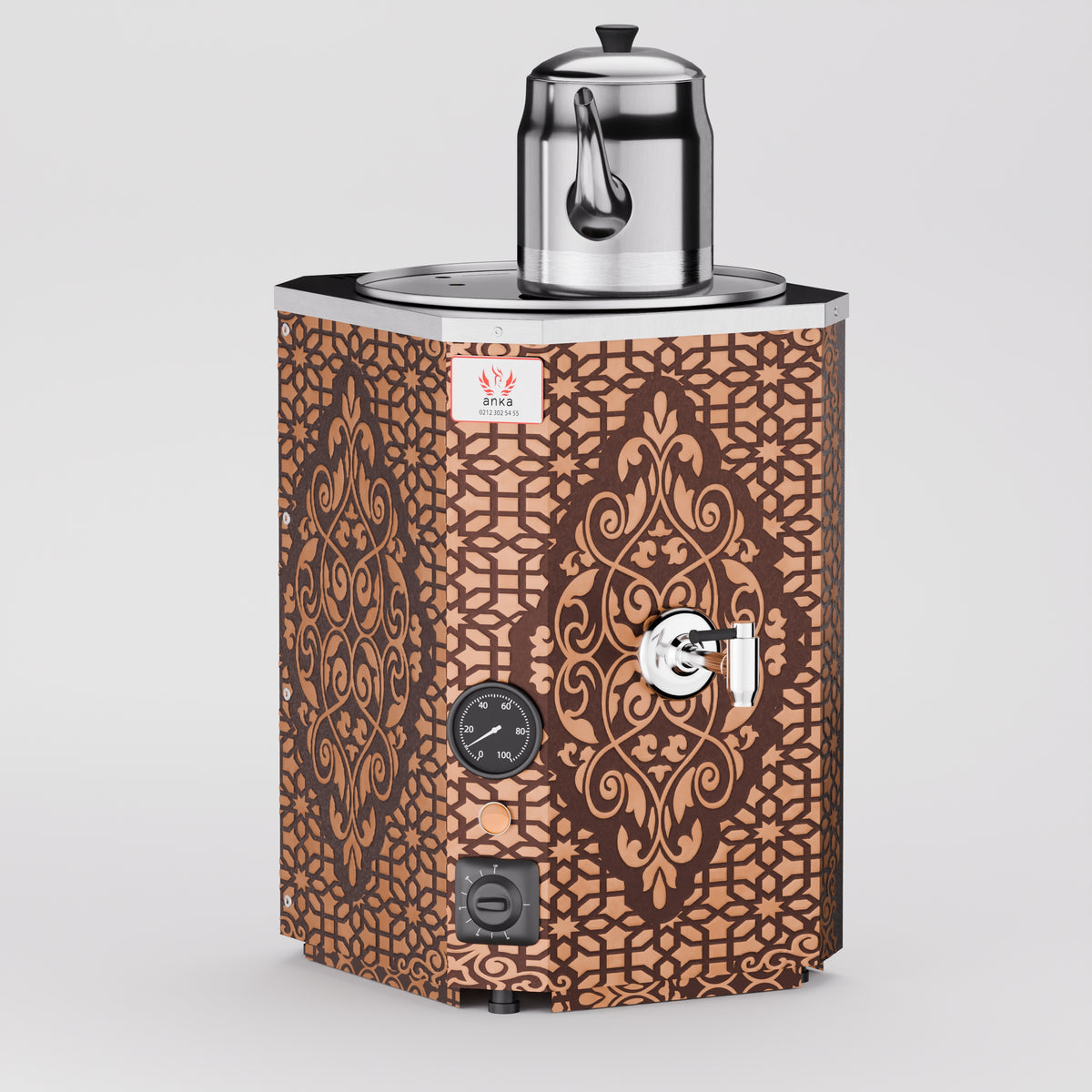 Bakır Yeni Nesil Jumbo Çay Makinesi 12 LT 1 Demlik