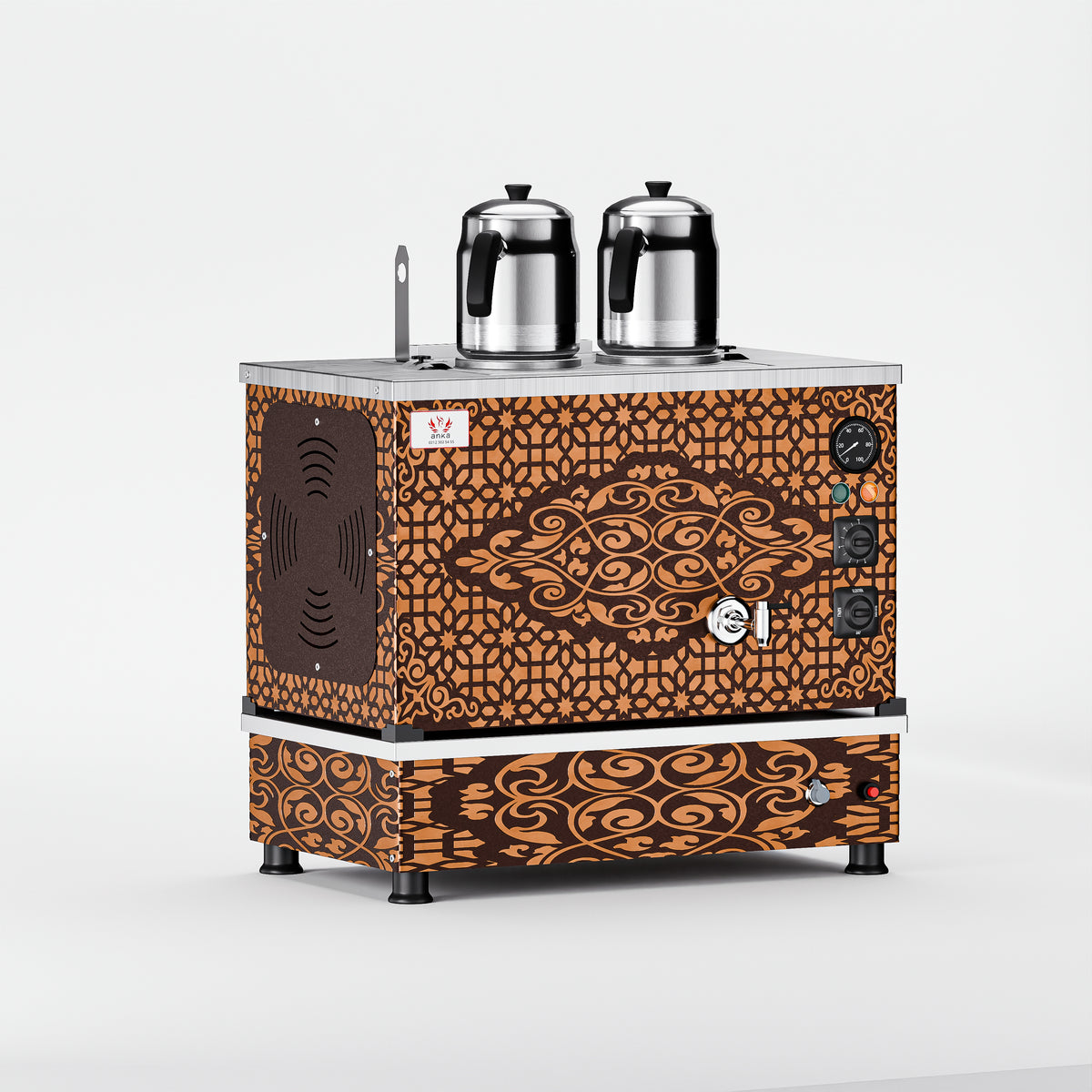 Bakır Pro Compact Hibrit Çay Makinesi 20 LT 2 Demlik