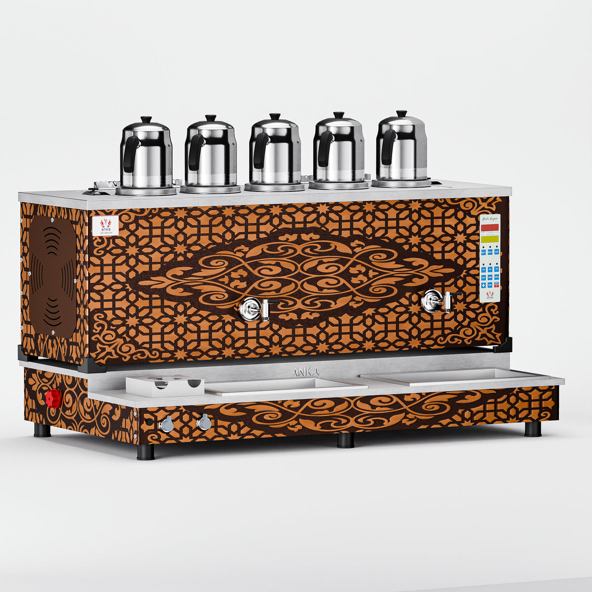 Bakır Pro Plus Hibrit Smart Çay Makinesi 50 LT 5 Demlik