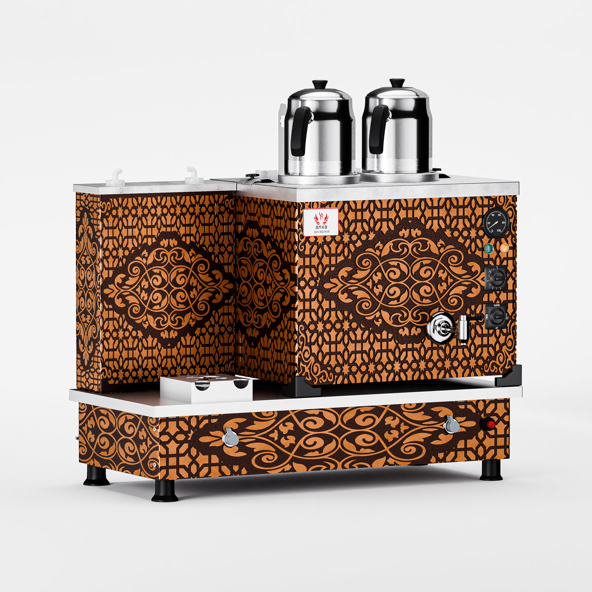 Bakır Turbo Hibrit Çay Makinesi 20 LT 2 Demlik