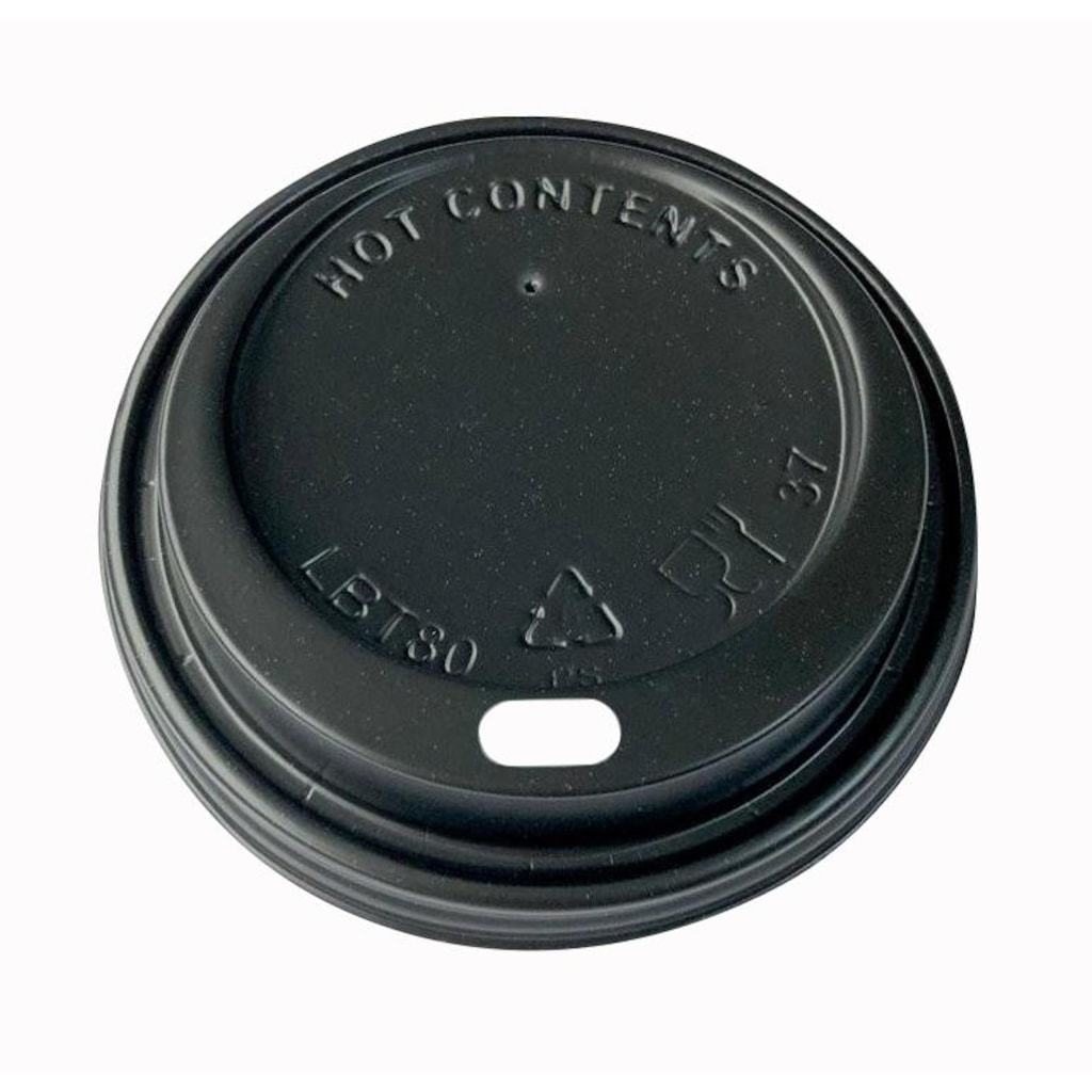 8-9-12 oz Plastik Sıcak İçecek Kapağı Düz Siyah 1000 Adet