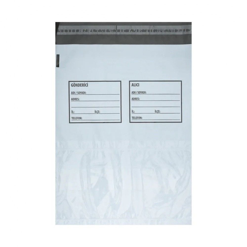 Kargo Poşeti Gri, Şeffaf Cepli G/A 30x38+5 cm 100 Adet
