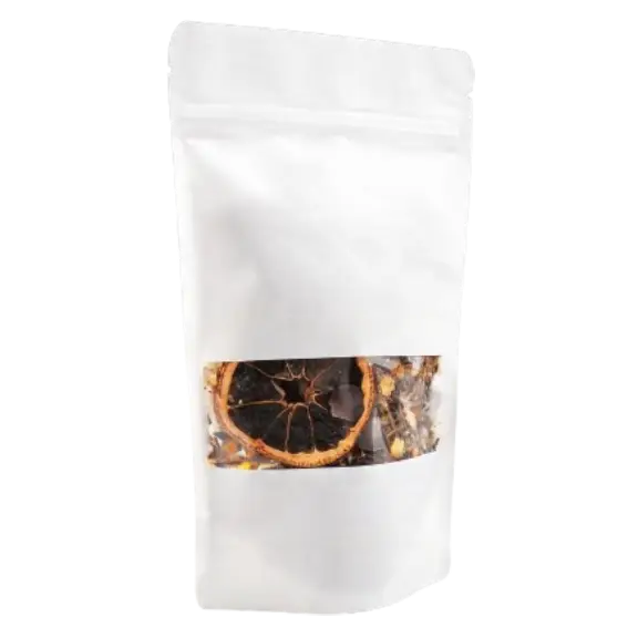 Beyaz Kraft Pencereli Kilitli Doypack, 18 x 29 + 9 CM