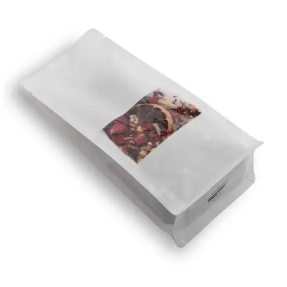 Beyaz Kraft Pencereli Flat Bottom Torba, 10 x 23 + 8 CM