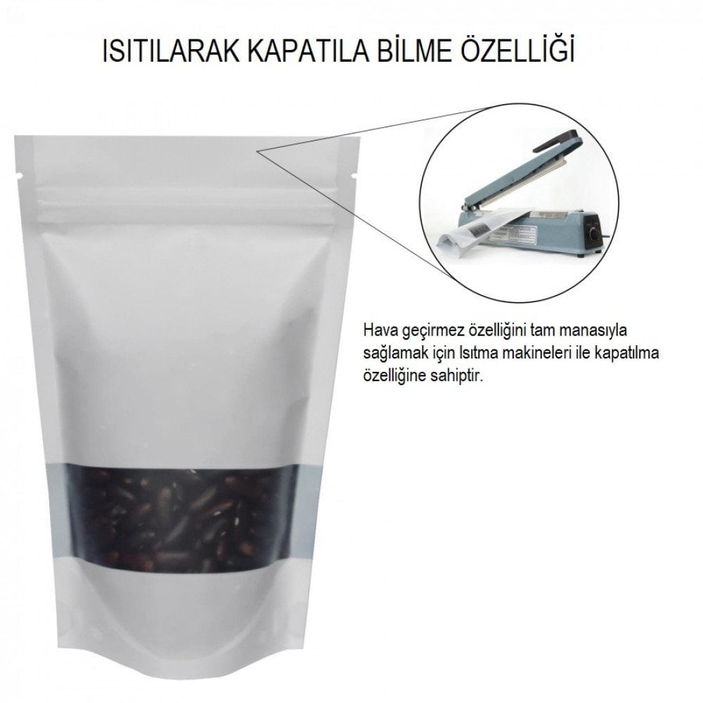 Beyaz Kraft Pencereli Kilitli Doypack 20x30cm