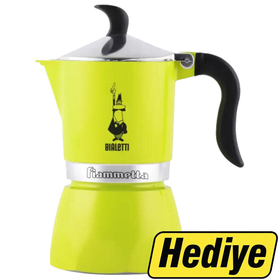 Bialetti Delicato Öğütülmüş Filtre Kahve 250 g x 6 Paket Alımında Bialetti Fiammetta Limon Yeşili 3 Cup Hediye