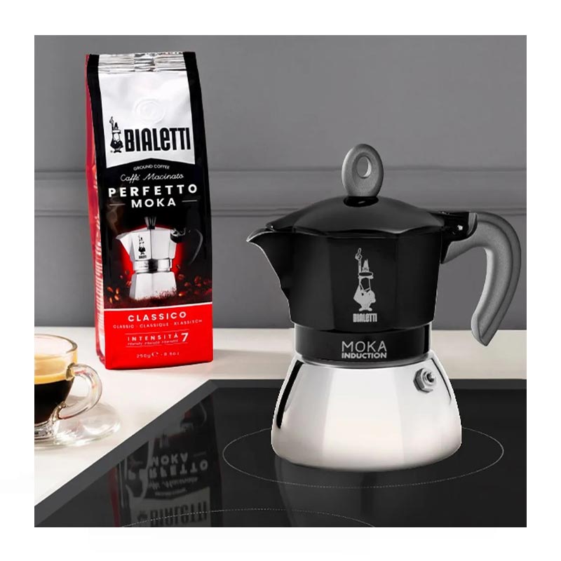 Bialetti İndüksiyon Moka Pot, 2 Cup, Siyah