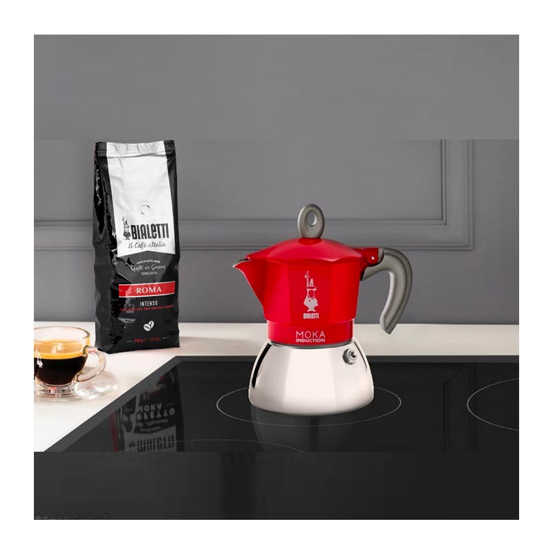 Bialetti İndüksiyon Moka Pot, 4 Cup, Kırmızı