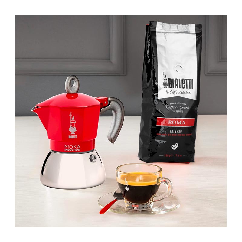 Bialetti İndüksiyon Moka Pot, 4 Cup, Kırmızı