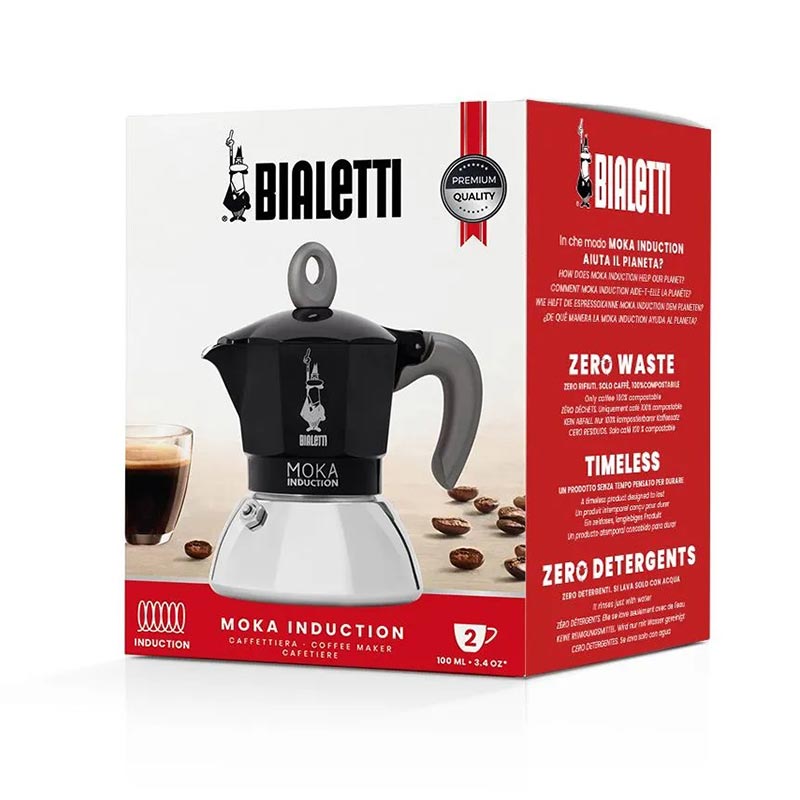 Bialetti İndüksiyon Moka Pot, 4 Cup, Siyah