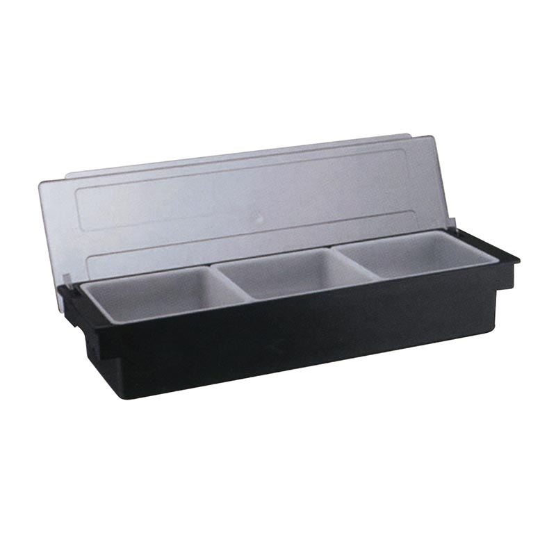 Biradlı BRD-H10311 Kapaklı Polikarbon Bar Konteyner, 3'lü, 50x16x9 cm, Siyah