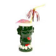 Biradlı GRV-20211 Seramik Tiki Mug Kokteyl Bardağı, 410 cc, 8.5x16.5 cm, Yeşil
