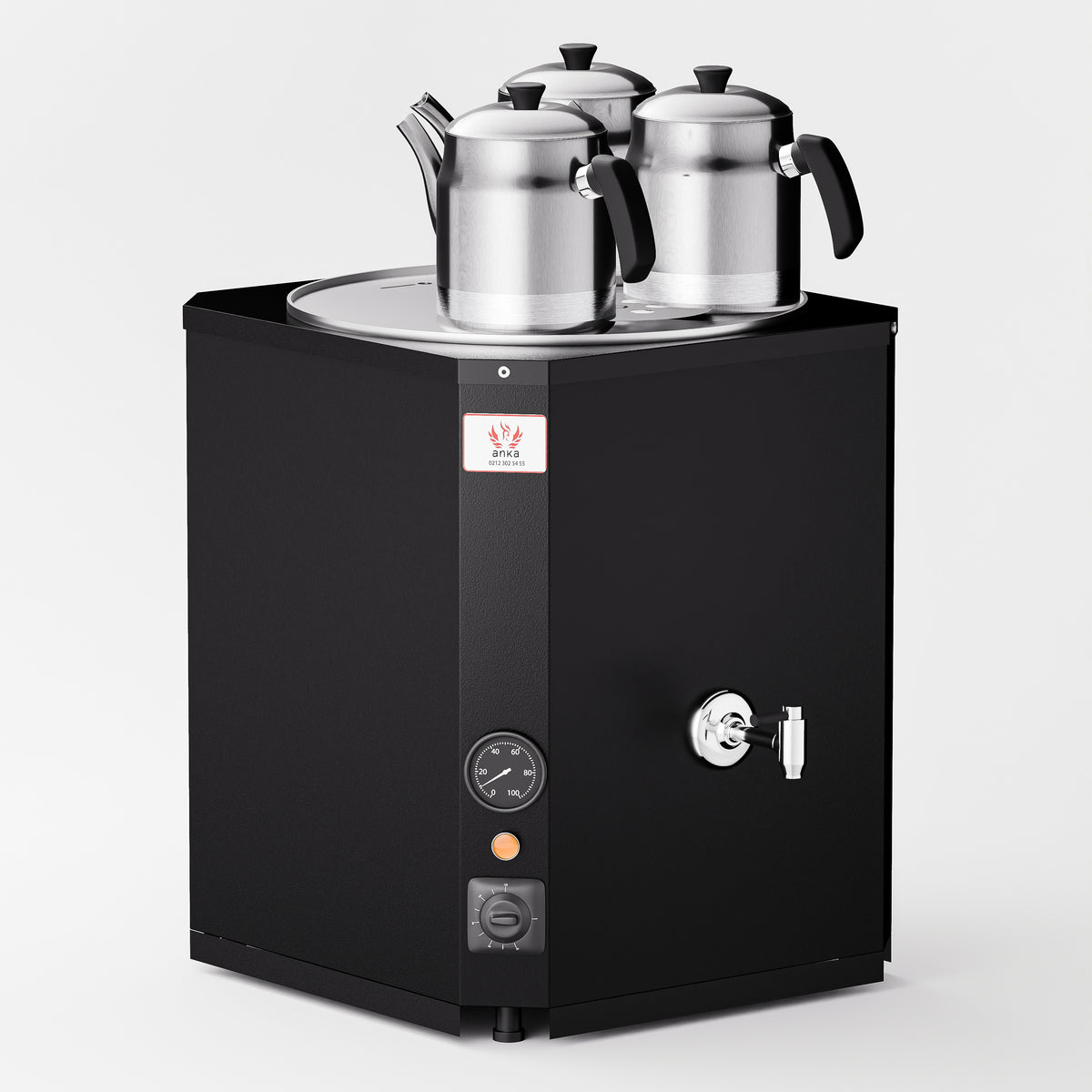 Black Yeni Nesil Jumbo Çay Makinesi 35 LT 3 Demlik yan görünüm