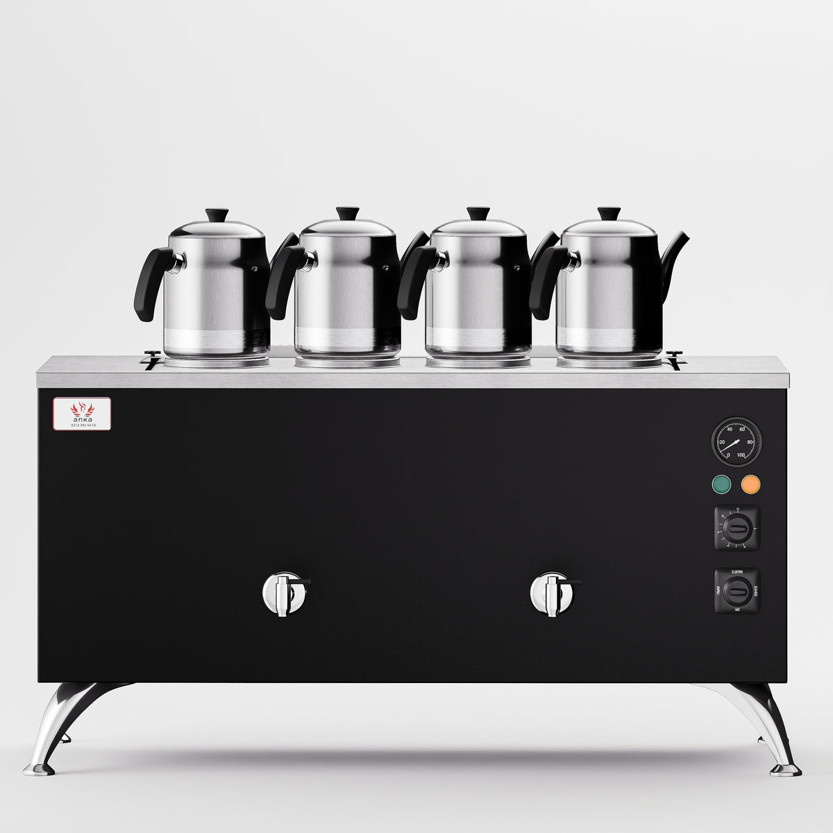 Black Pro Compact Elektrikli Çay Makinesi 40 LT 4 Demlik ön görünüm