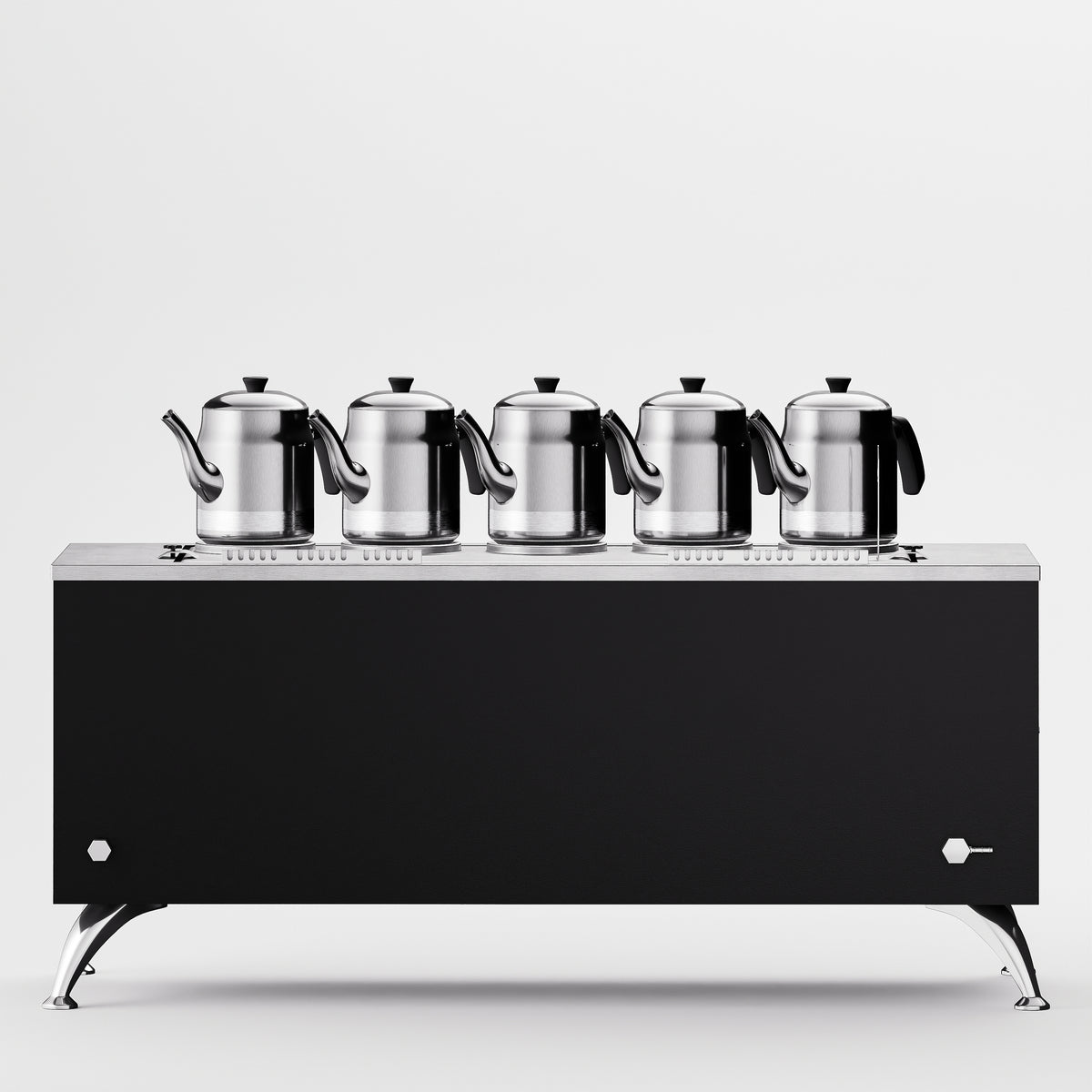 Black Pro Compact Elektrikli Çay Makinesi 50 LT 5 Demlik arka görünüm