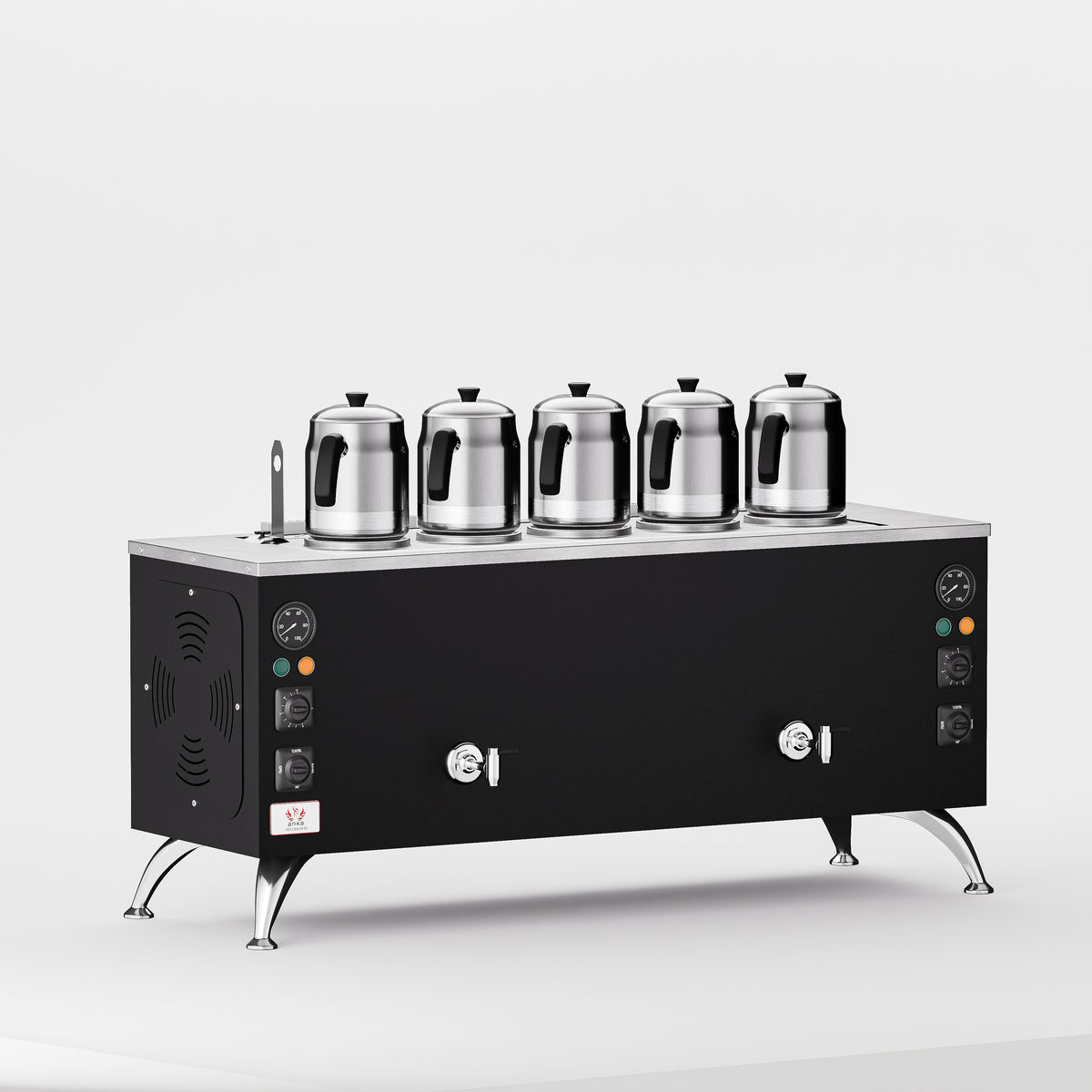 Black Pro Compact Elektrikli Çay Makinesi 50 LT 5 Demlik yan görünüm