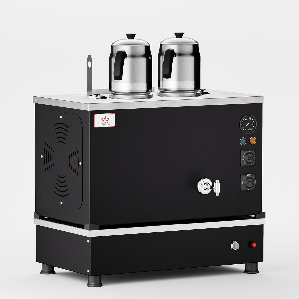 Black Pro Compact Hibrit Çay Makinesi 20 LT 2 Demlik yan görünüm