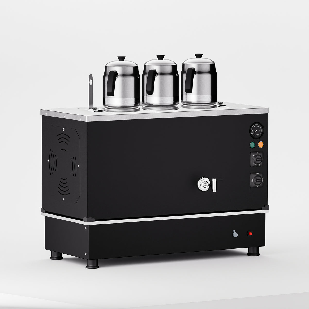 Black Pro Compact Hibrit Çay Makinesi 30 LT 3 Demlik yan görünüm