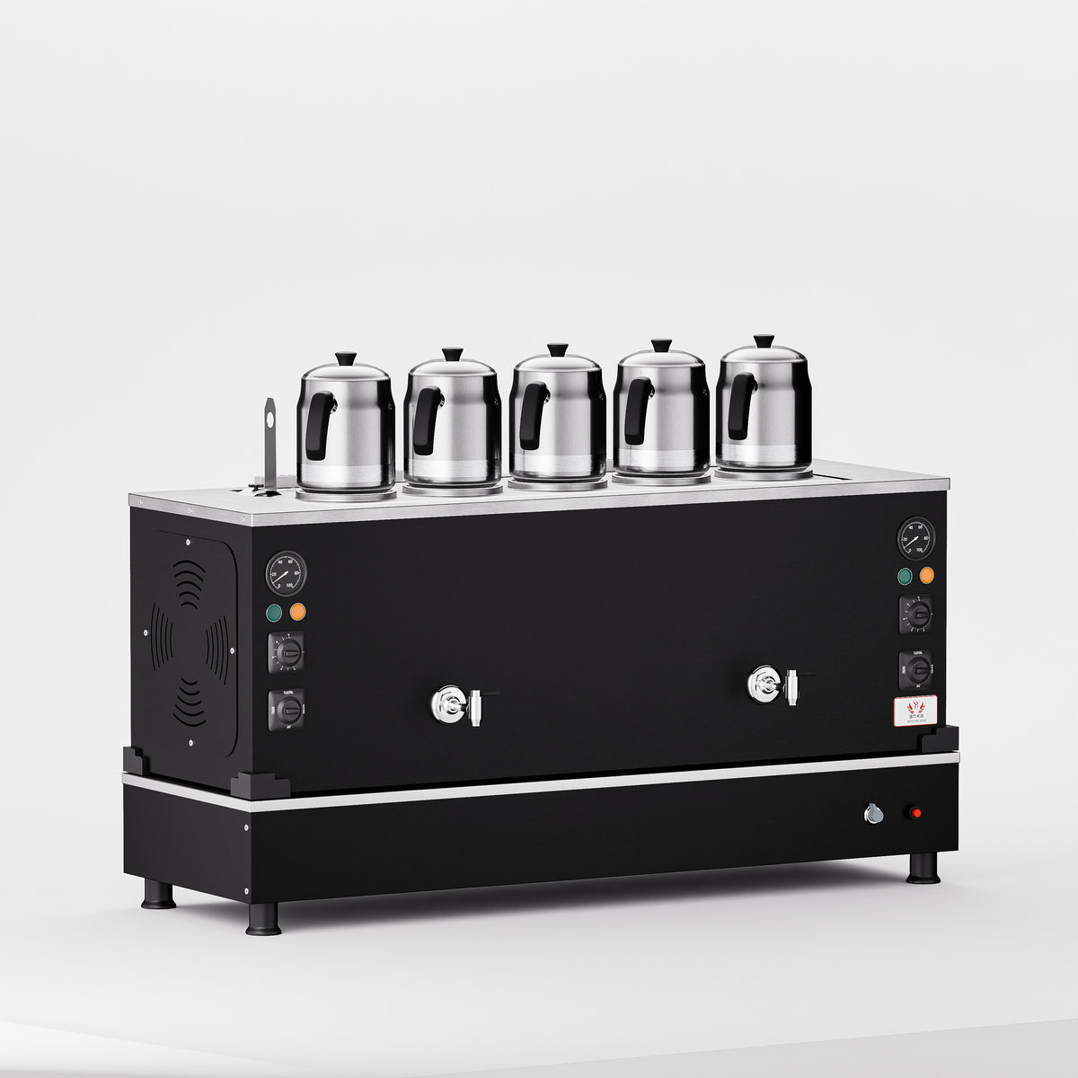 Black Pro Compact Hibrit Çay Makinesi 50 LT 5 Demlik yan görünüm