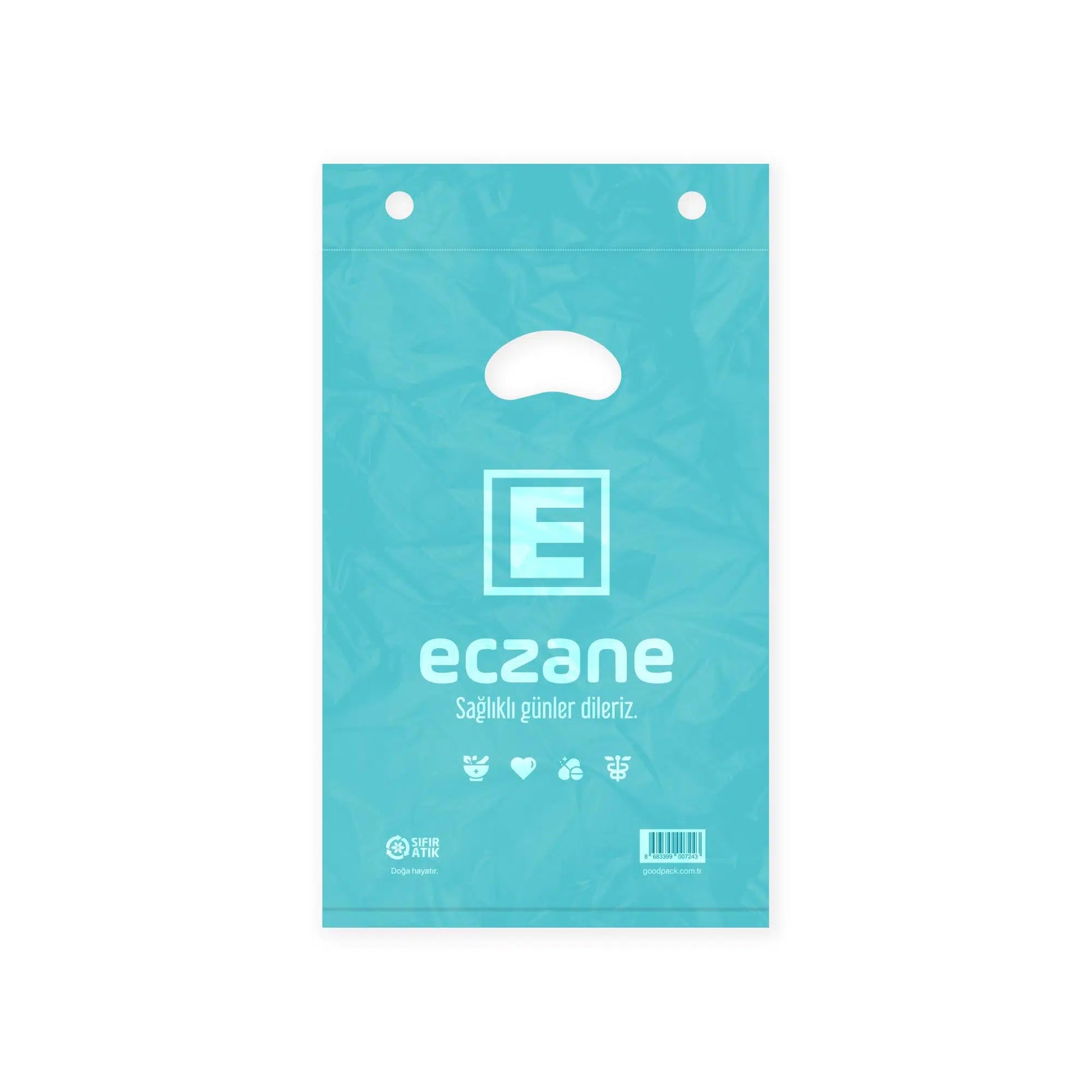 Bloklu Elgeçme Turkuaz Eczane Poşeti 17x26 cm - 800 Adet