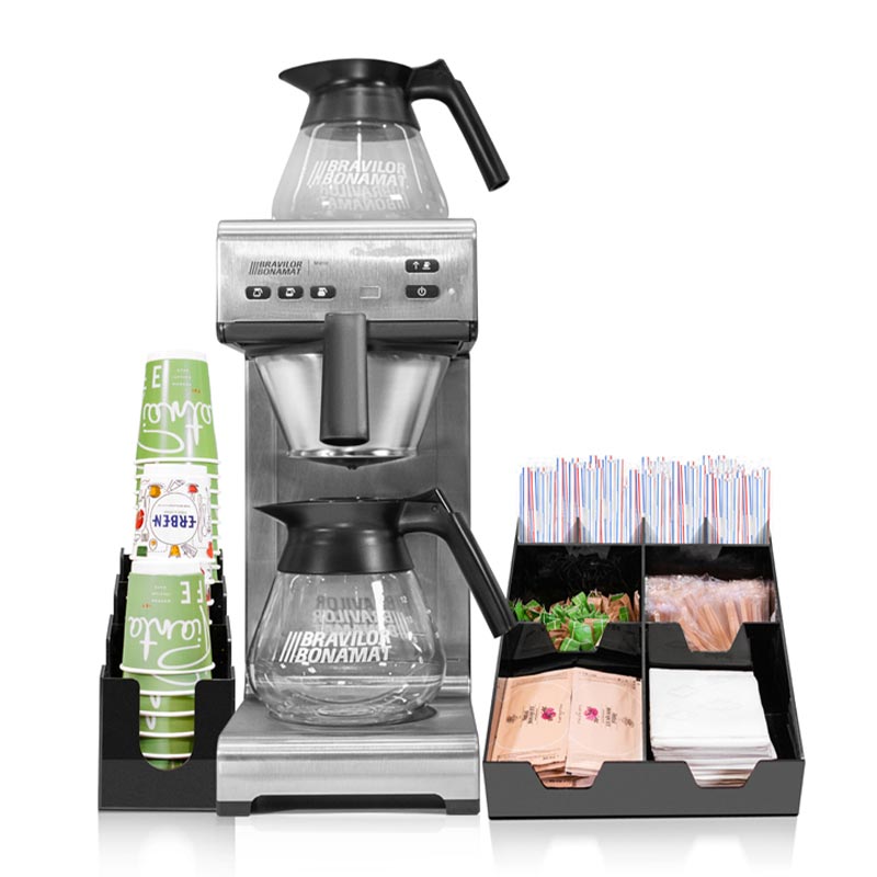 Bravilor Bonamat Matic Filtre Kahve Makinesi + Peçete ve Karıştırıcı Standı + Bardaklık Standı + Peçete ve Karıştırıcı Standı