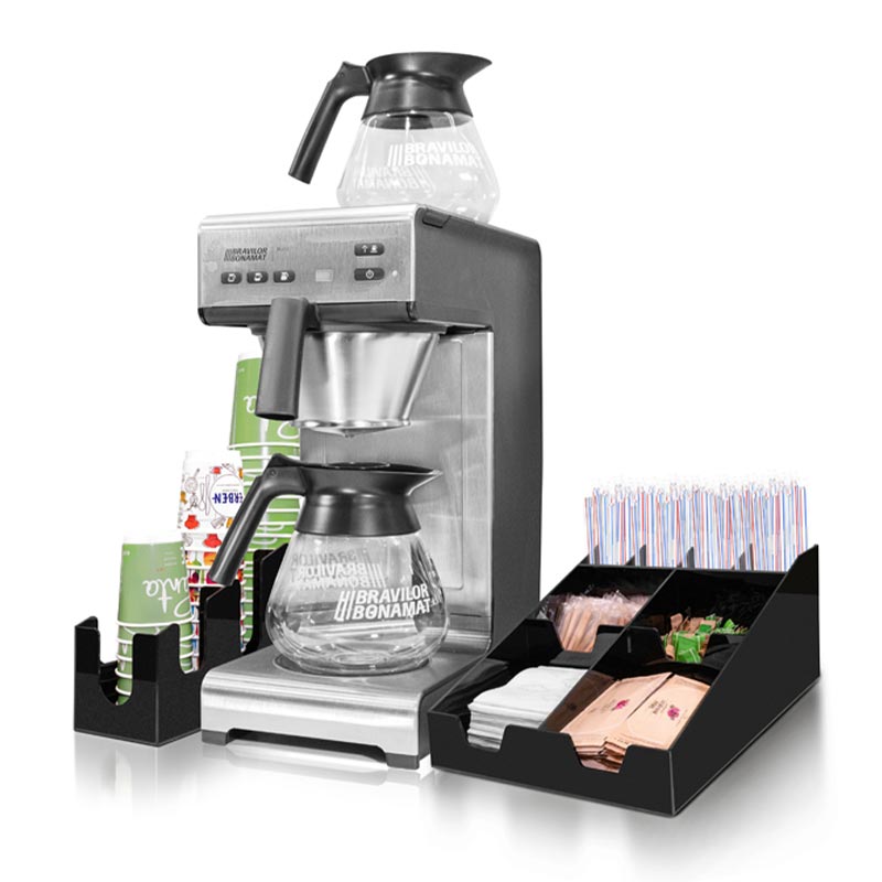 Bravilor Bonamat Matic Filtre Kahve Makinesi + Peçete ve Karıştırıcı Standı + Bardaklık Standı + Peçete ve Karıştırıcı Standı