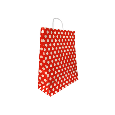 Bükümsap Puantiyeli Kırmızı Kraft Çanta 18x8x25