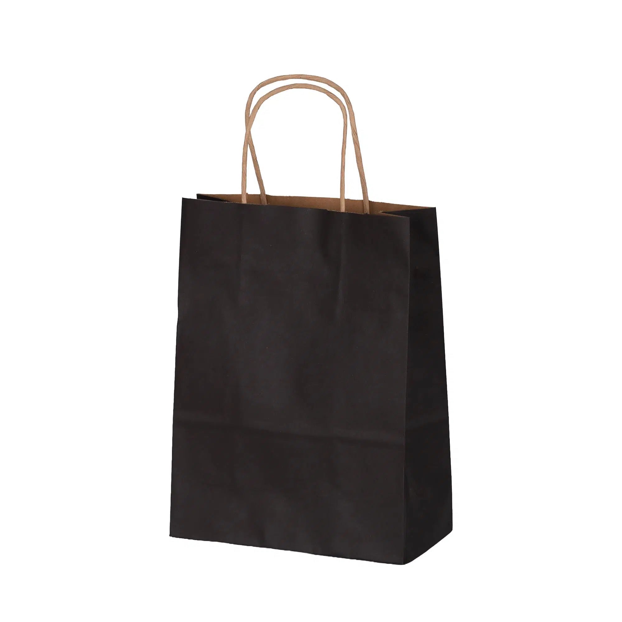 Burgu Saplı Siyah Kağıt Çanta 18x9x25 cm 25 Adet
