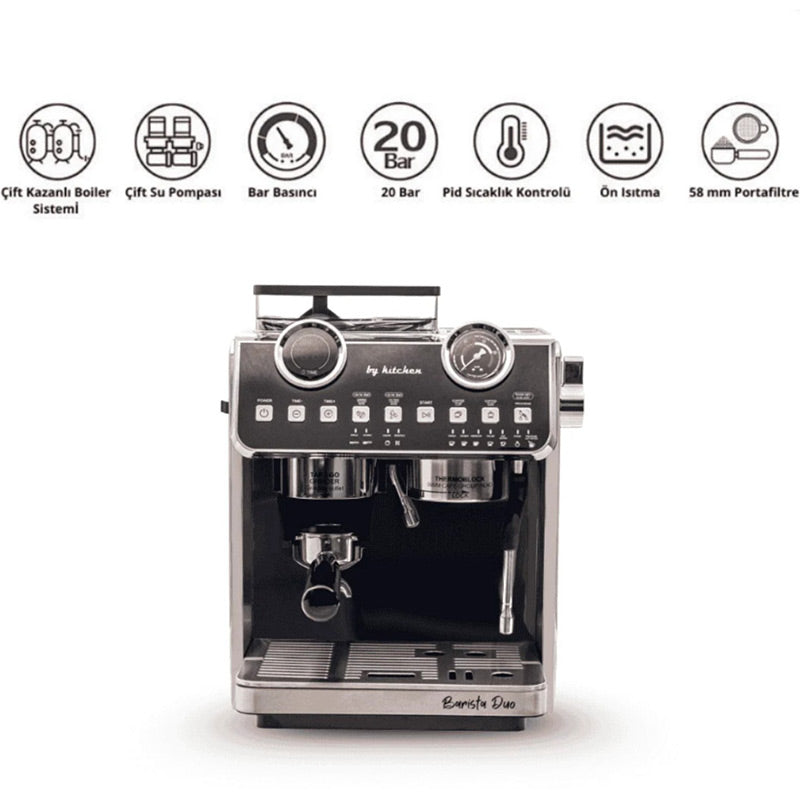 By Kitchen Barista Duo Ev Tipi Öğütücülü Espresso Kahve Makinesi
