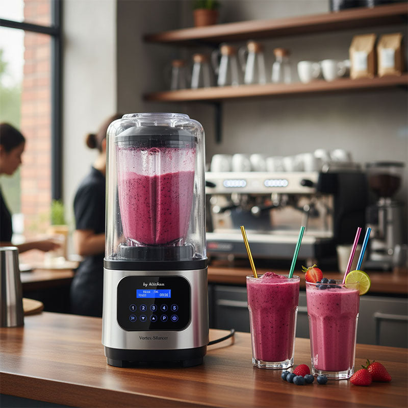 By Kitchen Vortex Silencer Gürültü Önleyici Kapaklı Dijital Bar Blender, 2 L, 1800 W, Gri
