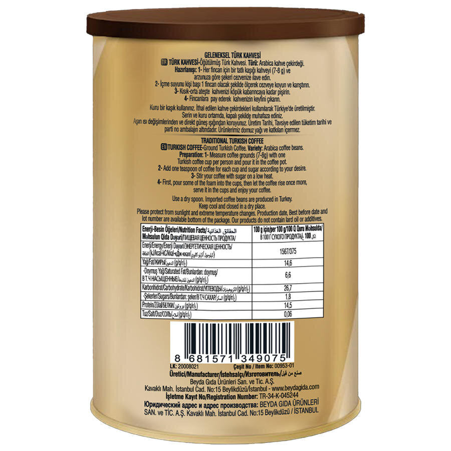 Cafe Crown Türk Kahvesi Teneke Kutu 250 g