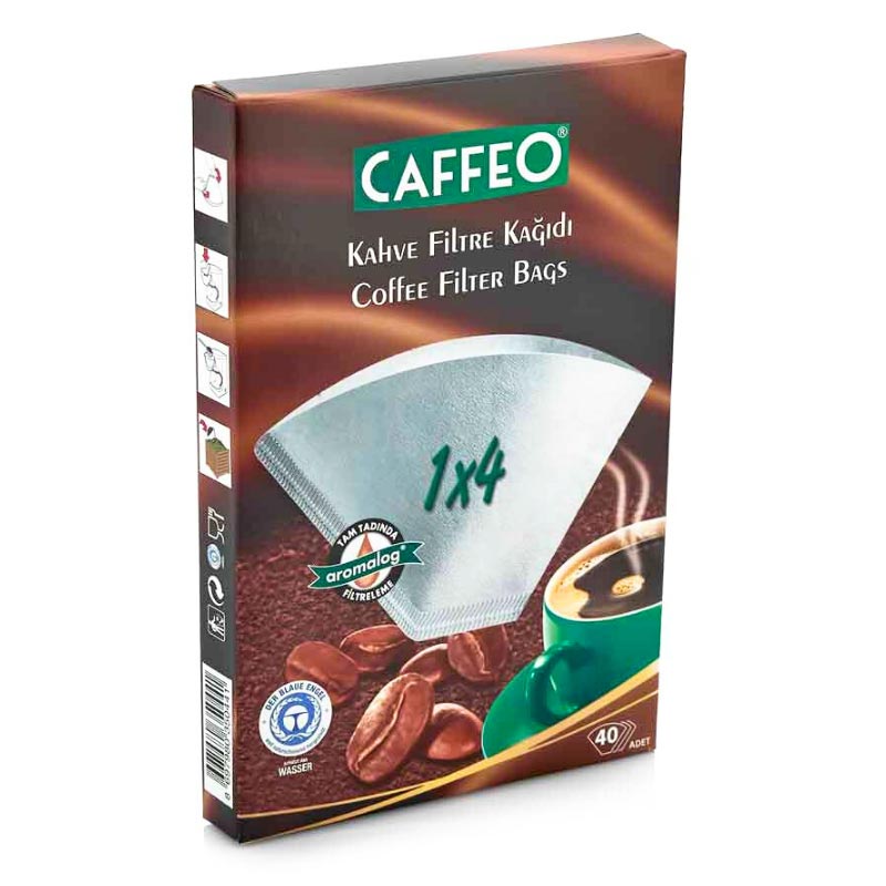 Caffeo 1x4 Kahve Filtre Kağıdı, 40 Adet, Beyaz