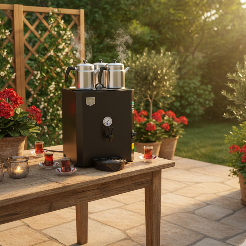 Remta DE10 Jumbo Çay Makinesi, 3 Demlikli, 40 L, Elektrikli, Siyah