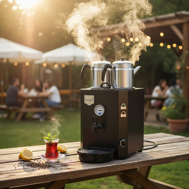Remta DE12 Jumbo Çay Makinesi, 2 Demlikli, 13 L, Elektrikli, Siyah
