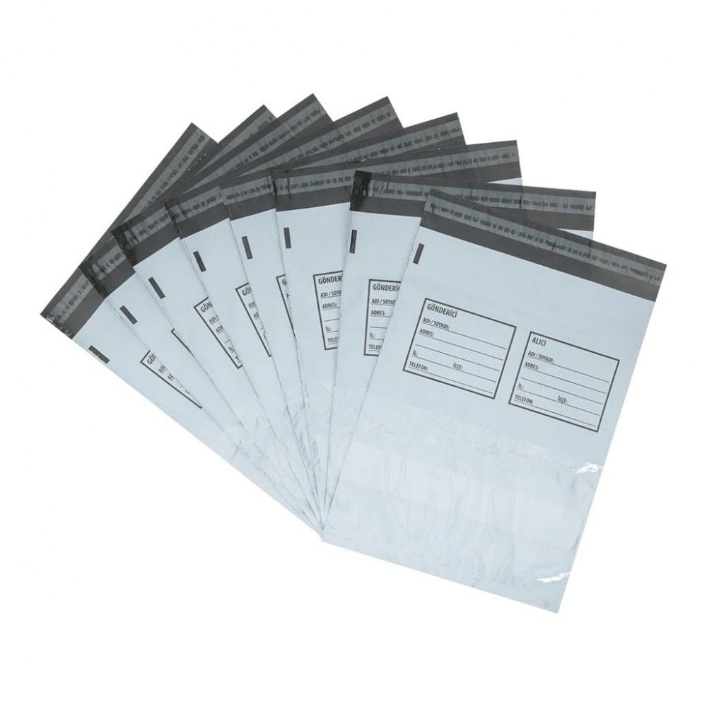 Kargo Poşeti Gri, Şeffaf Cepli G/A 30x38+5 cm 100 Adet