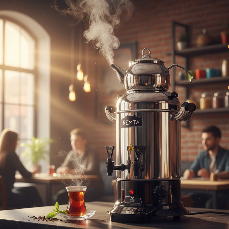 Remta R26 Midi Çay Makinesi, 2 Demlikli, 9 L, 80 Bardak Kapasiteli