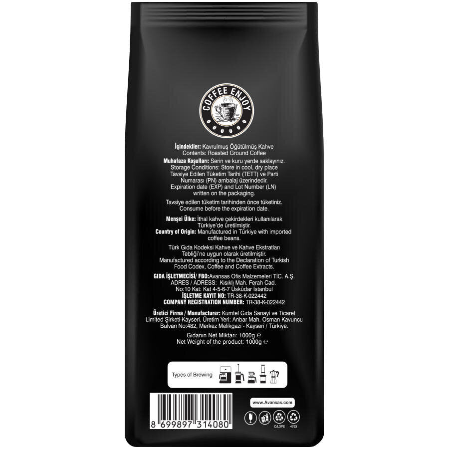 Avansas Coffee Enjoy Öğütülmüş Filtre Kahve 1000 g