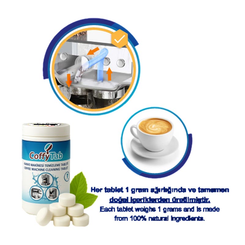 CoffyTab A001-1 Kahve Makinesi Temizleme Tableti, 100 Adet