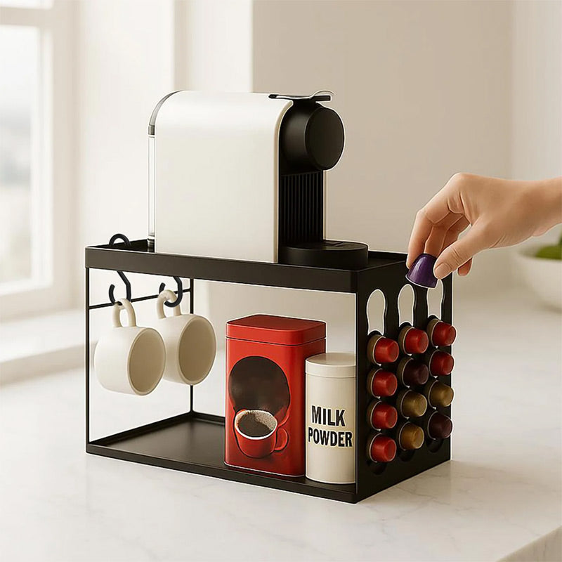 Decorelax Model-3 Kapsül Kahve Organizer Stand, Siyah