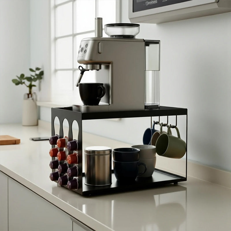 Decorelax Model-3 Kapsül Kahve Organizer Stand, Siyah