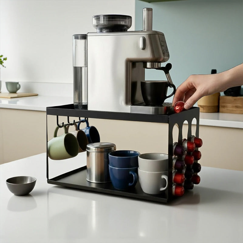 Decorelax Model-3 Kapsül Kahve Organizer Stand, Siyah